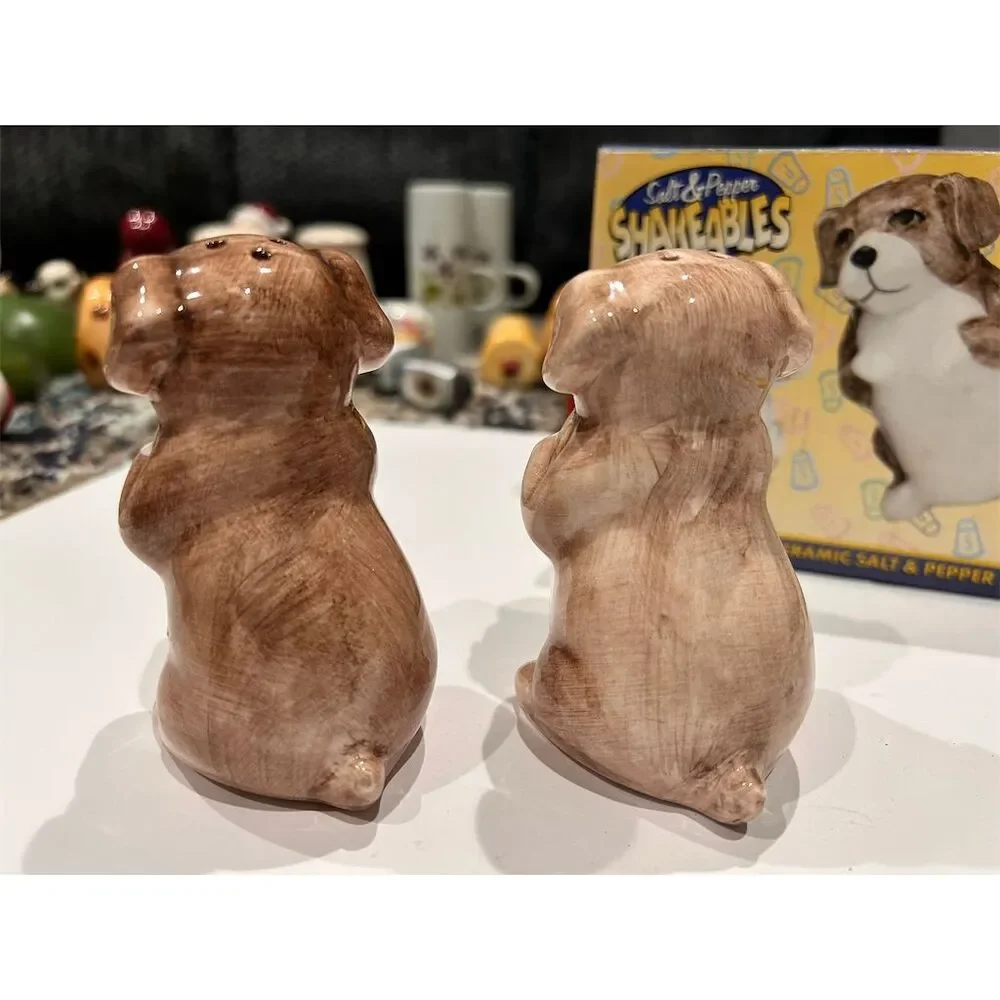 Alco Ceramic Dog Figurine Salt & Pepper Shaker Set Brown 2pc - Picture 5 of 5